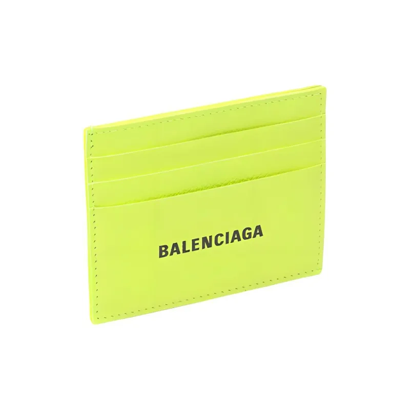 Balenciaga Grained Calfskin Wallets Card Holders Men's Light Yellow-3