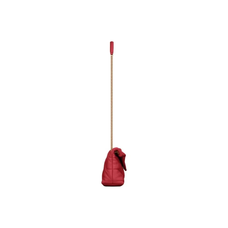 SAINT LAURENT PUFFER Nappa Leather Shoulder Bag, Crossbody Bag Trumpets Women's Red-2