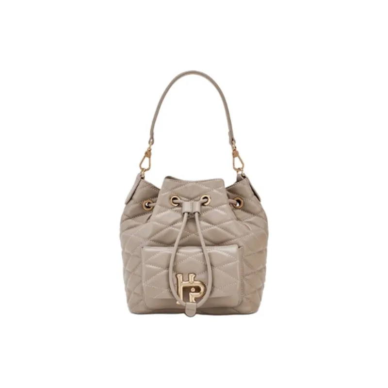 Hush Puppies Sheepskin Bucket Bags Shoulder Bag Crossbody Bag Handbag Medium Size Women's Black/grey Apricot-7