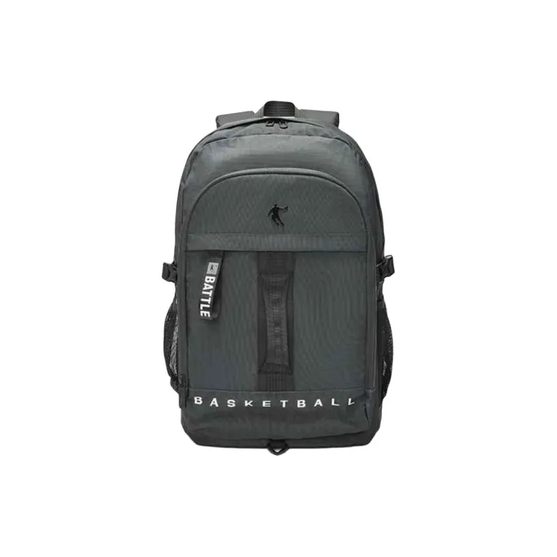 QIAODAN Fabric Backpack Unisex Black/Original Grain Color/Asphalt Gray-7