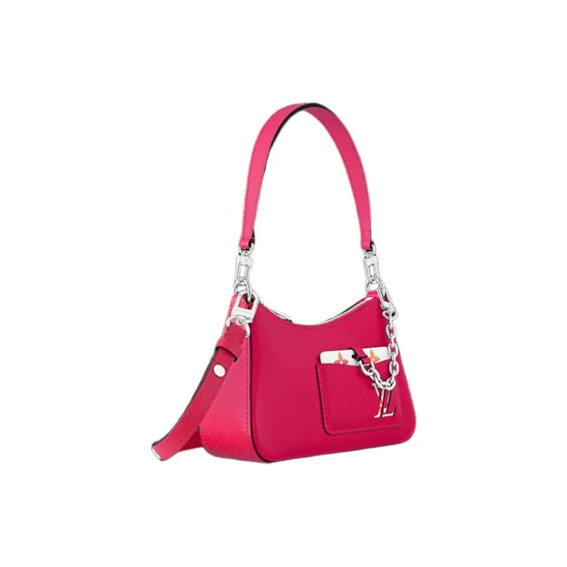 LOUIS VUITTON MARELLINI Smooth Cow Leather Shoulder Bag Handbag Shoulder Bag Women's Fuchsia-1