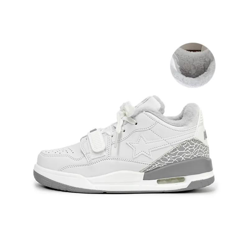 ABCYLM Thermal Slip Resistant Cushioning Impact Resistance Abrasion Resistant Low Top Skateboard Shoes Unisex White-1