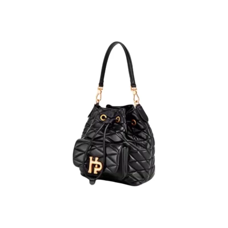 Hush Puppies Sheepskin Bucket Bags Shoulder Bag Crossbody Bag Handbag Medium Size Women's Black/grey Apricot-2
