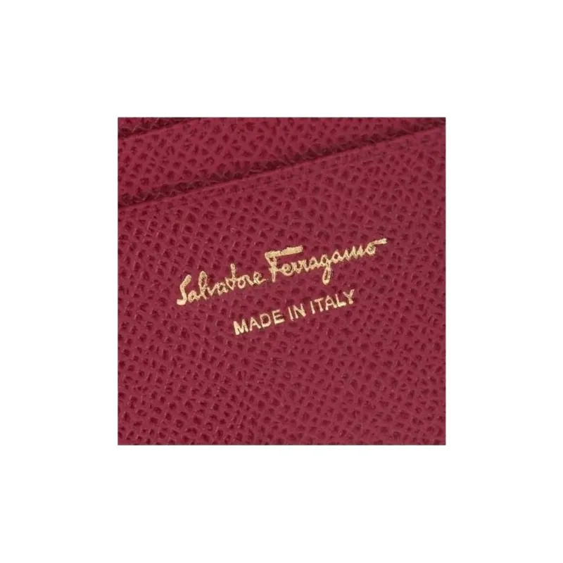 FERRAGAMO GANCINI Stamped Calfskin Wallet Women's Red-7