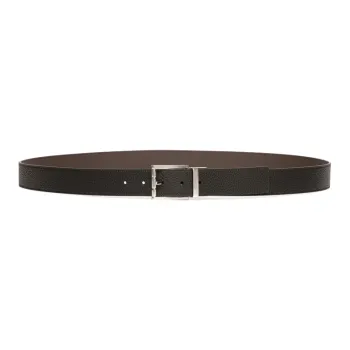 BALLY Calfskin, Metal Leather Belts Men's Black/Brown Width 2.5CM