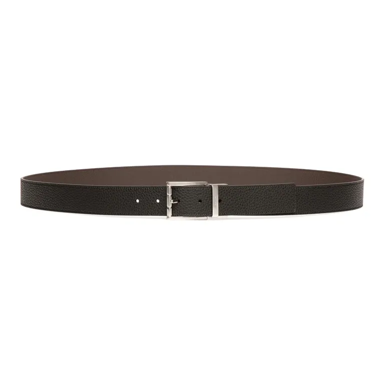 BALLY Calfskin, Metal Leather Belts Men's Black/Brown Width 2.5CM-0