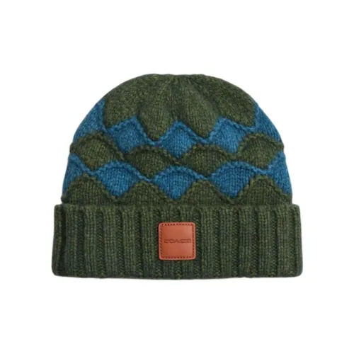 COACH Lambswool Beanies Men's Forest Green/Blue