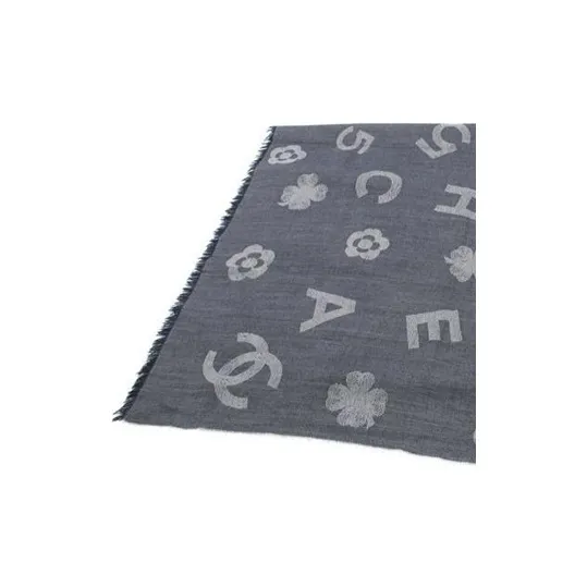 CHANEL Cashmere Blend Knit Scarves Women's Midnight Blue-2