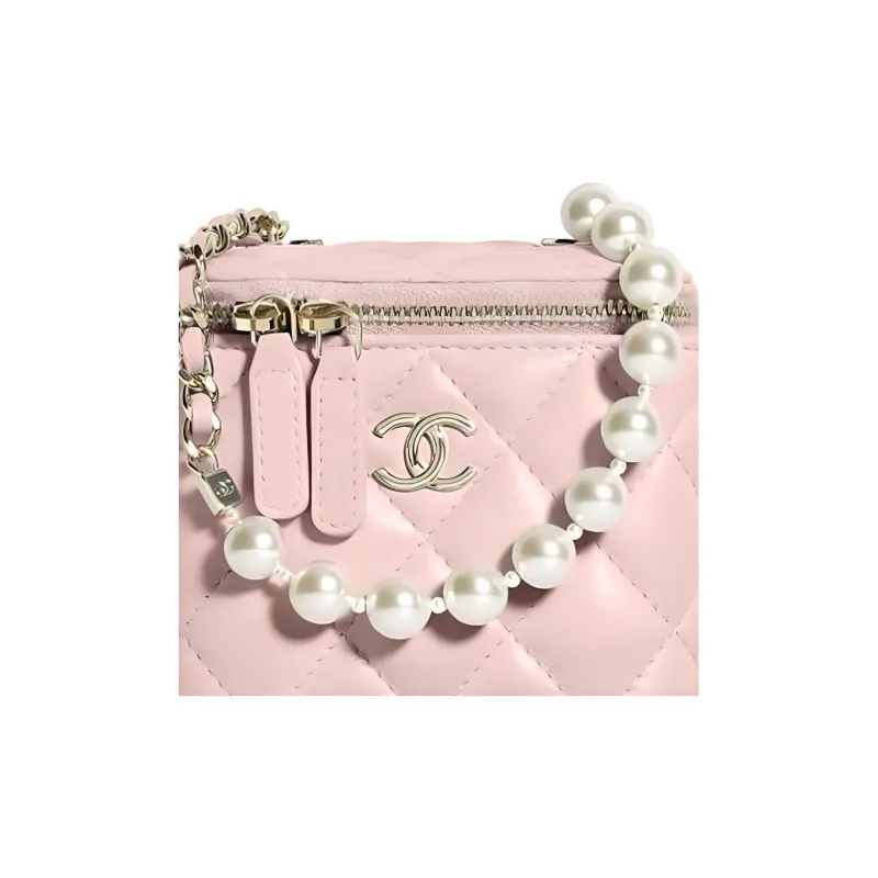 CHANEL Lambskin Box Bag, Makeup Bag, Shoulder Bag, Crossbody Bag Women's Cherry Blossom Pink-2