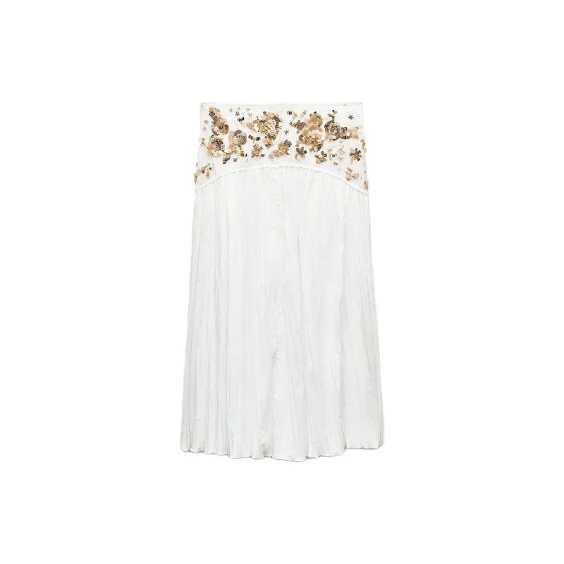 ZARA ZW Series Casual Long Skirts Women's White-1