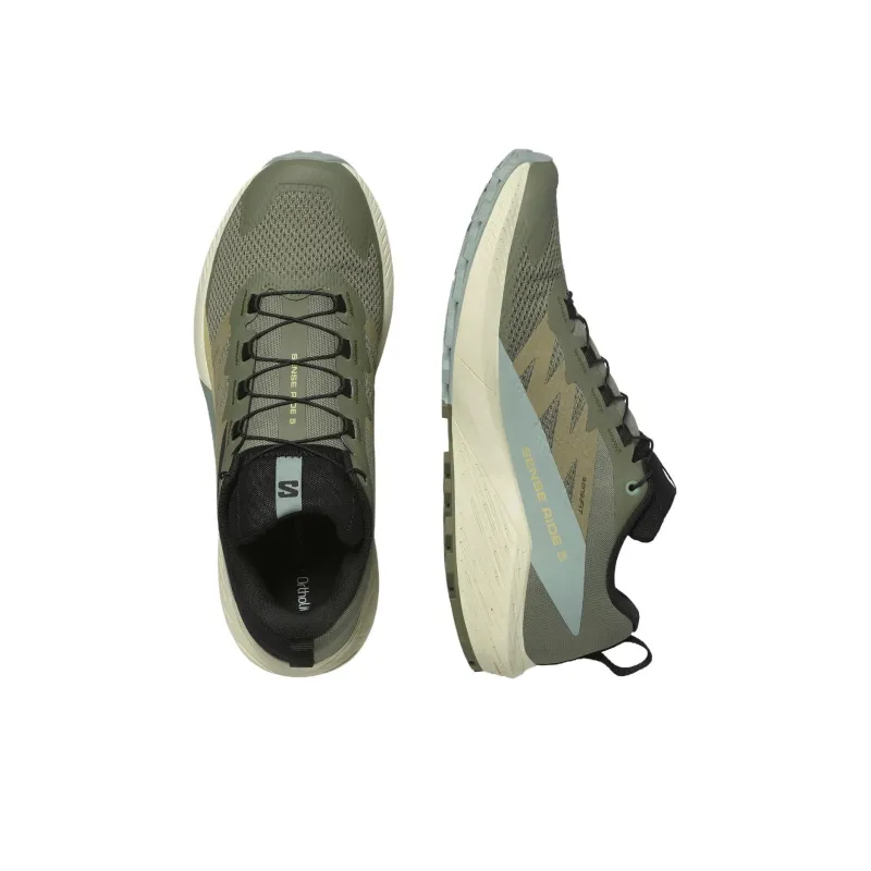 SALOMON Sense Ride 5 Wear Resistant Slip Resistant Low Top Running Shoes Men's Green-3
