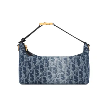 DIOR Travel Cotton With Calfskin Shoulder Bag, Crossbody Bag, Handbag Medium Size Women's Blue