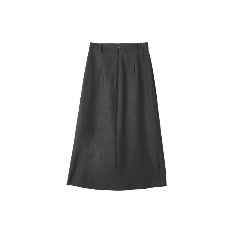 HIPPIEMISS Casual Long Skirts Women's Gray-5
