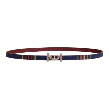 HERMES Calfskin Leather Belts Women's Light Blue Width 1.3CM
