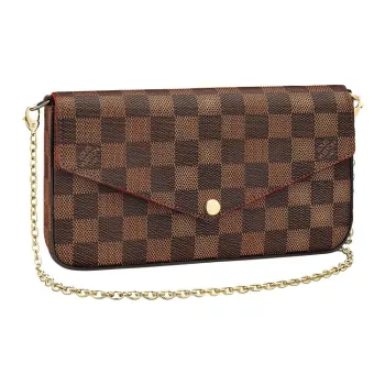 LOUIS VUITTON Pochette Felicie Damier Ebene Cerise Red Lining