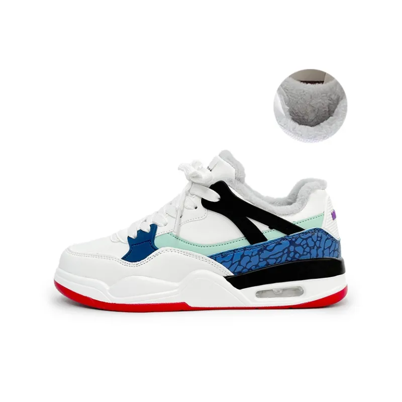ABCYLM Warm Slip Resistant Cushioning Impact Resistance Wear Resistant Low Top Skateboard Shoes Unisex White Blue Red-1