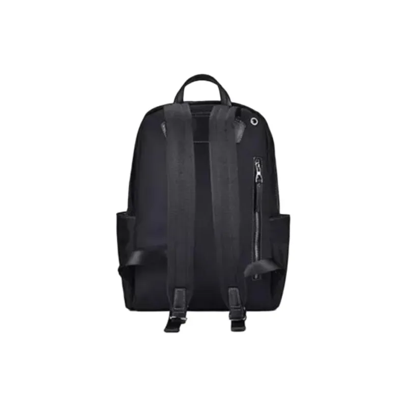 Hush Puppies Fabric Cow Leather Patchwork Backpack Large Size Men's Black-5