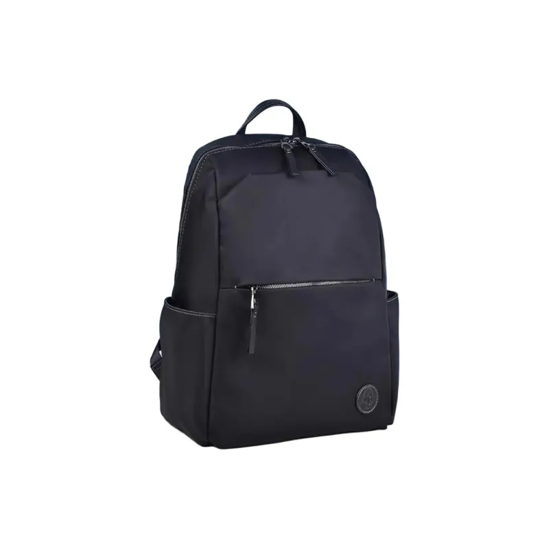 Hush Puppies Fabric Cow Leather Patchwork Backpack Large Size Men's Black-3