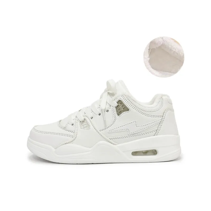 ABCYLM Thermal Slip Resistant Cushioning Impact Resistance Abrasion Resistant Low Top Skateboard Shoes Unisex All White-1