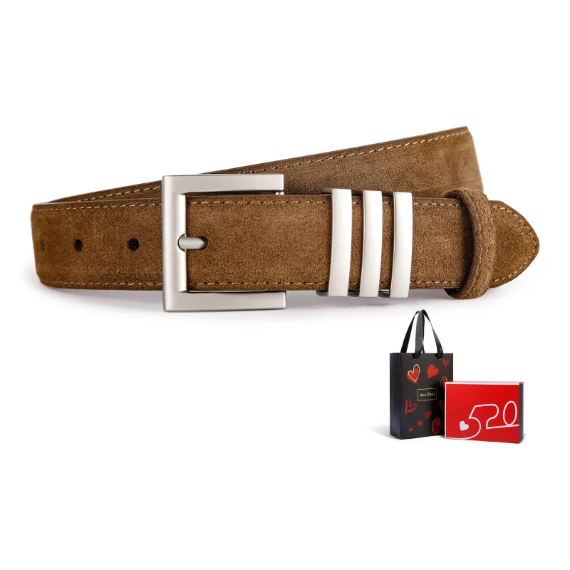 Ace Paul Top Grain Cow Leather Matte Velvet Belt Belt Women's Black/Coffee/Burgundy/Khaki 2.8cm-14