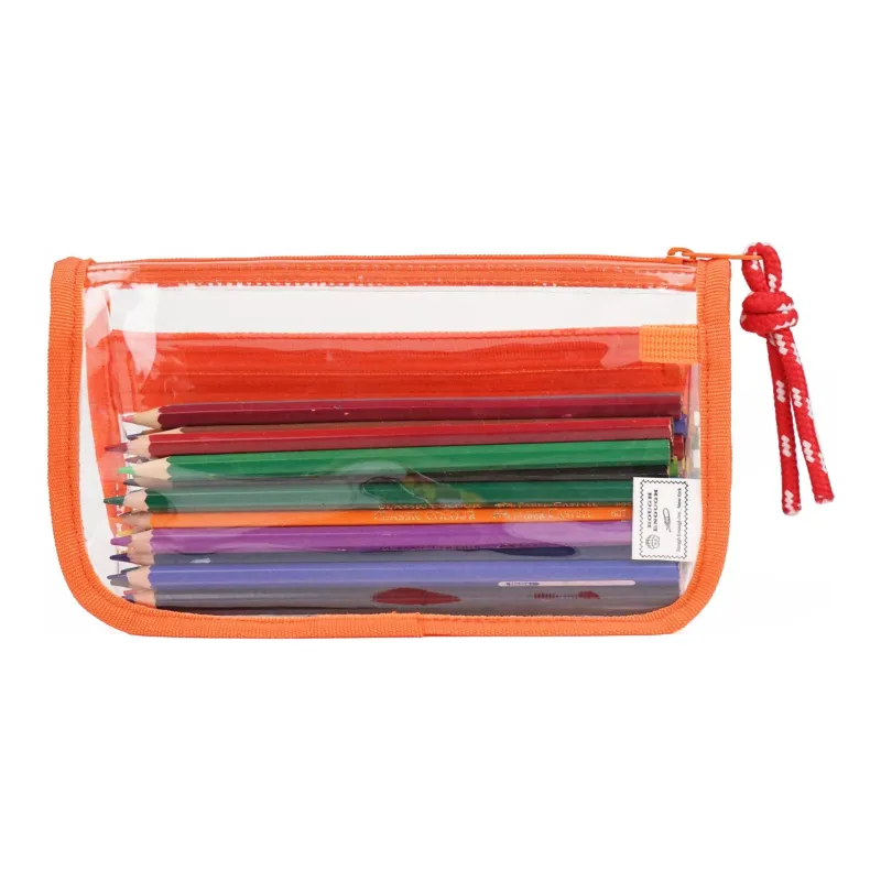 Rough Enough PVC Pen Pouch, Storage Bag, Makeup Bag, Toiletry Bag Regular Unisex Transparent Orange-3