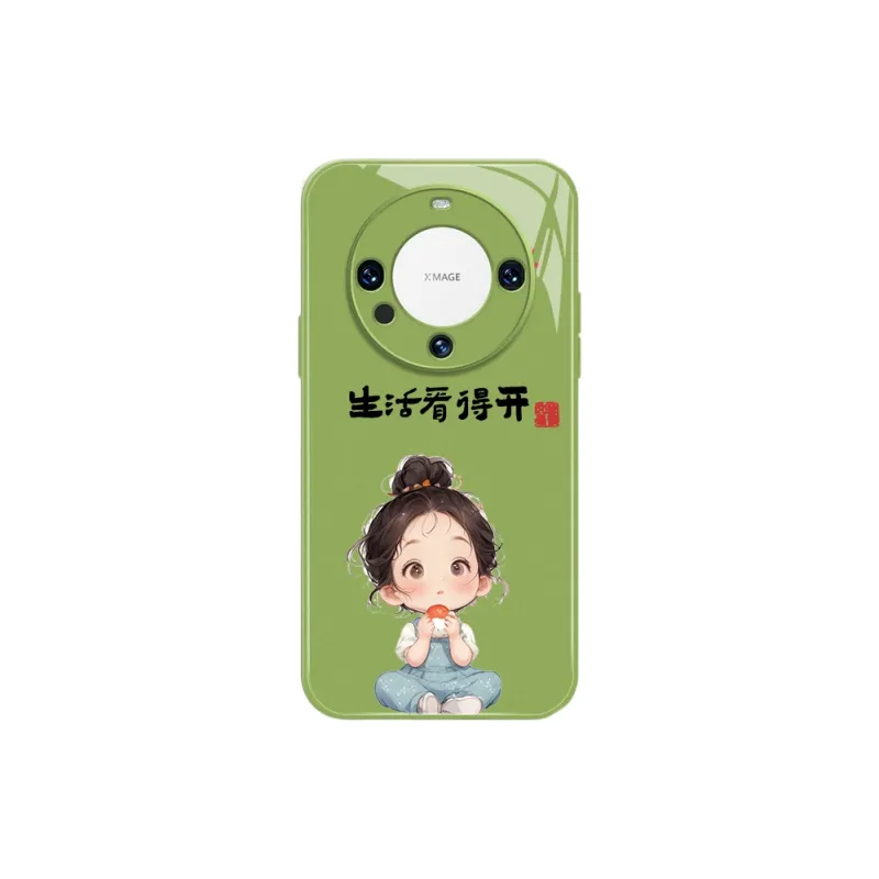 PHILIPS Glass Material Phone Cases Compatibility With Huawei Mate Collection Cartoon Pattern Cute Refreshing-6