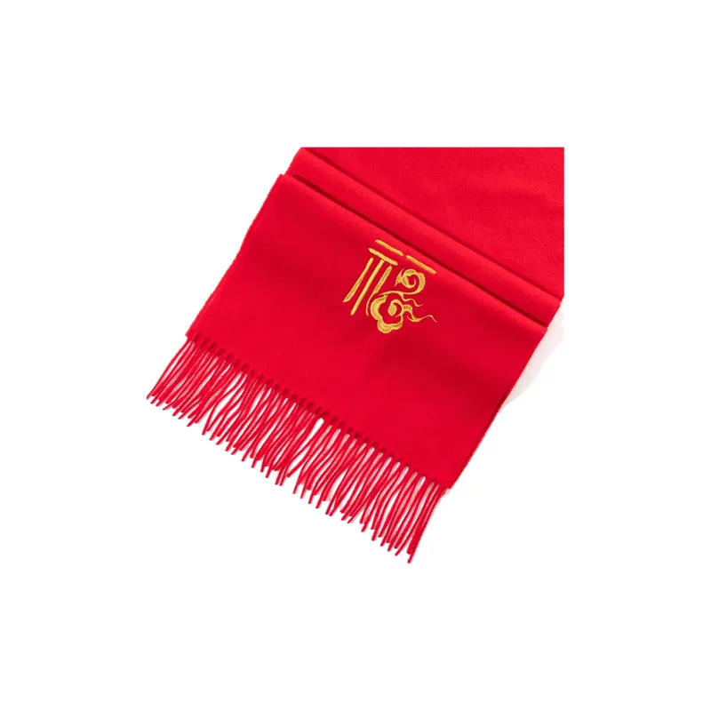 Shanghai Story 100% Sheep Wool Knit Scarves Unisex Embroidery Red 4 Colors-7