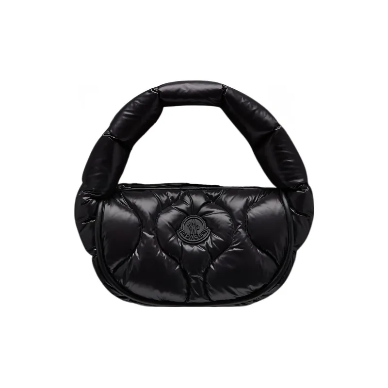 Moncler Polyamide Nylon Crescent-Shaped Hobo Bag Handbag Women's Black-0
