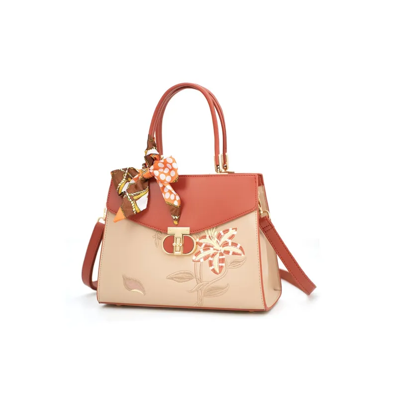 Vigno Synthetic Leather One Shoulder Handbags Women's Apricot & Brown-9