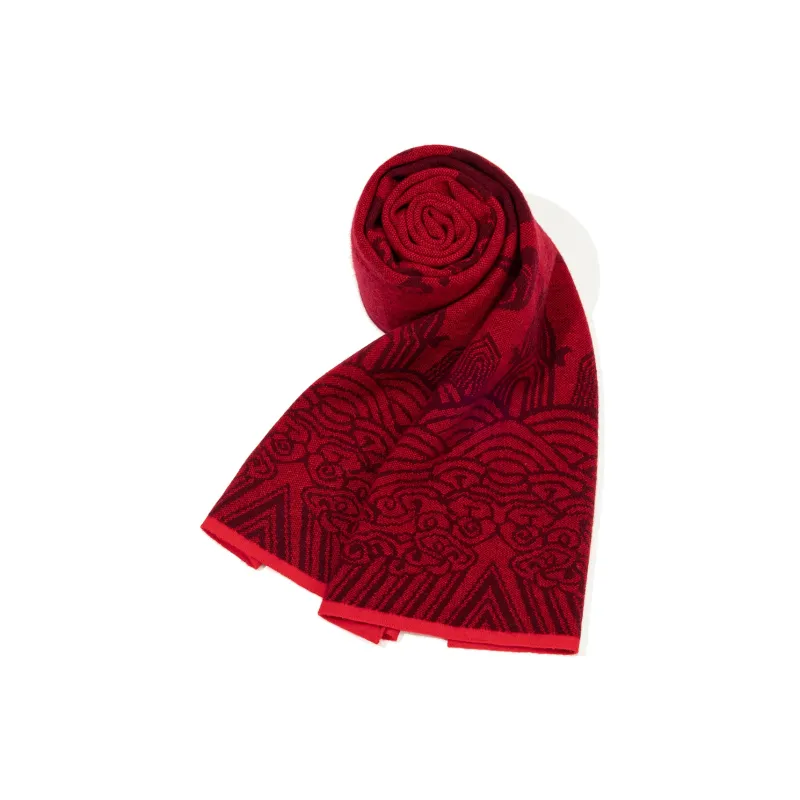 Shanghai Story 100% Sheep Wool Knit Scarves Unisex Double Sided Red 7 Colors Available-3