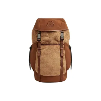 Moncler Leather Backpack Men's Brown