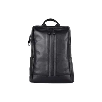 Hush Puppies Cow Leather Backpack Large Size Men's Black