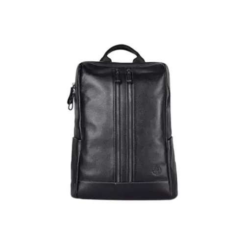 Hush Puppies Cow Leather Backpack Large Size Men's Black