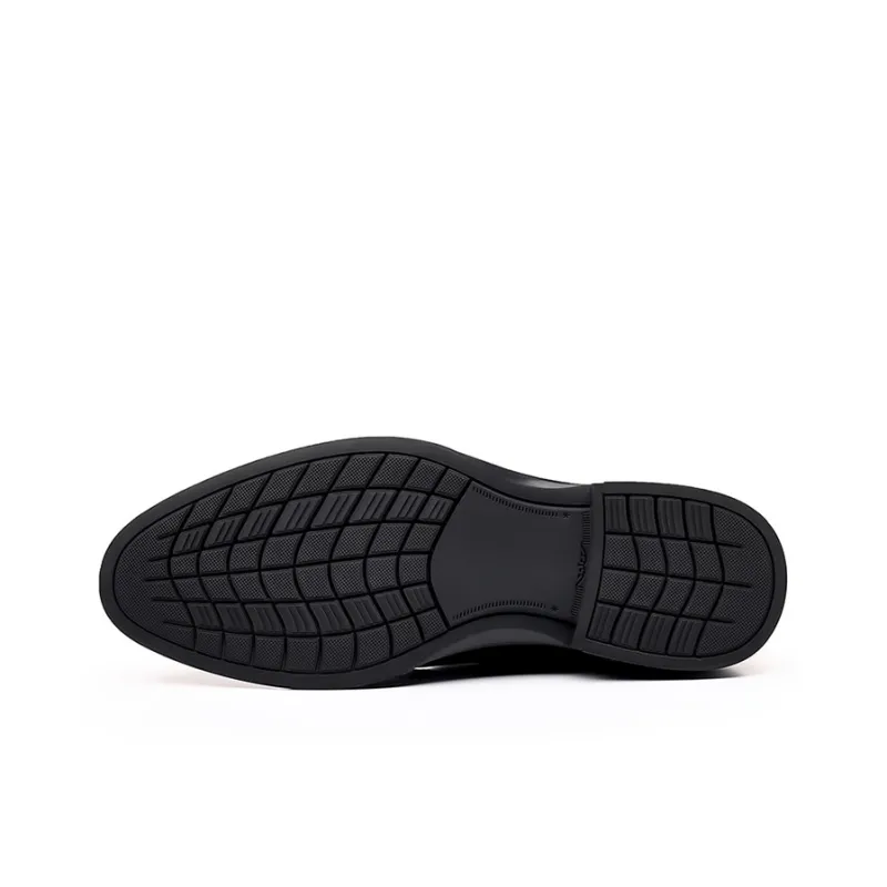 GZZ Dress Shoes Men Low Top Black-4