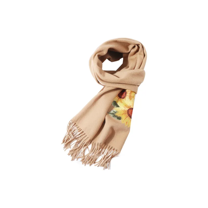 Shanghai Story 100% Sheep Wool Knit Scarves Women's Floral Butterfly Dance-7