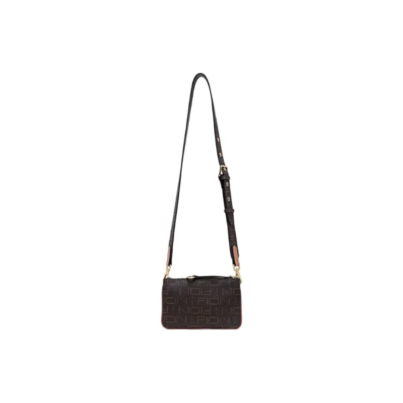 FION Artificial Leather Small Square Bag Shoulder Bag Crossbody Bag Small Size Women's Coffee-1