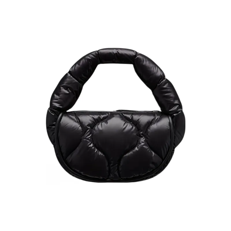 Moncler Polyamide Nylon Crescent-Shaped Hobo Bag Handbag Women's Black-2