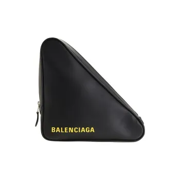 Balenciaga Cow Leather Triangle Bag Clutch Medium Size Women's Black Yellow