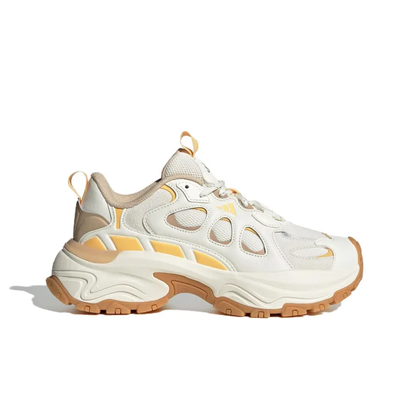 Adidas Cushioning Wear Resistant Low Top Chunky Sneakers Women's White Yellow-1