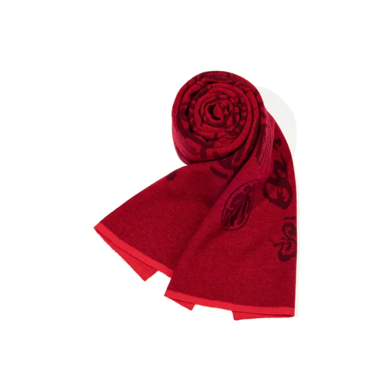 Shanghai Story 100% Sheep Wool Knit Scarves Unisex Double Sided Red 7 Colors Available-1