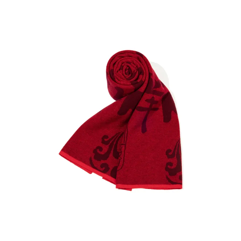 Shanghai Story 100% Sheep Wool Knit Scarves Unisex Double Sided Red 7 Colors Available-6