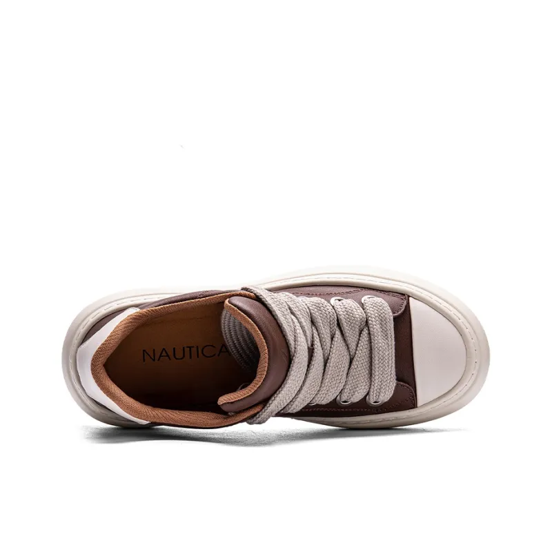 NAUTICA Anti Slip And Wear Resistant Height Increasing Low Top Skateboard Shoes Men's Brown-2