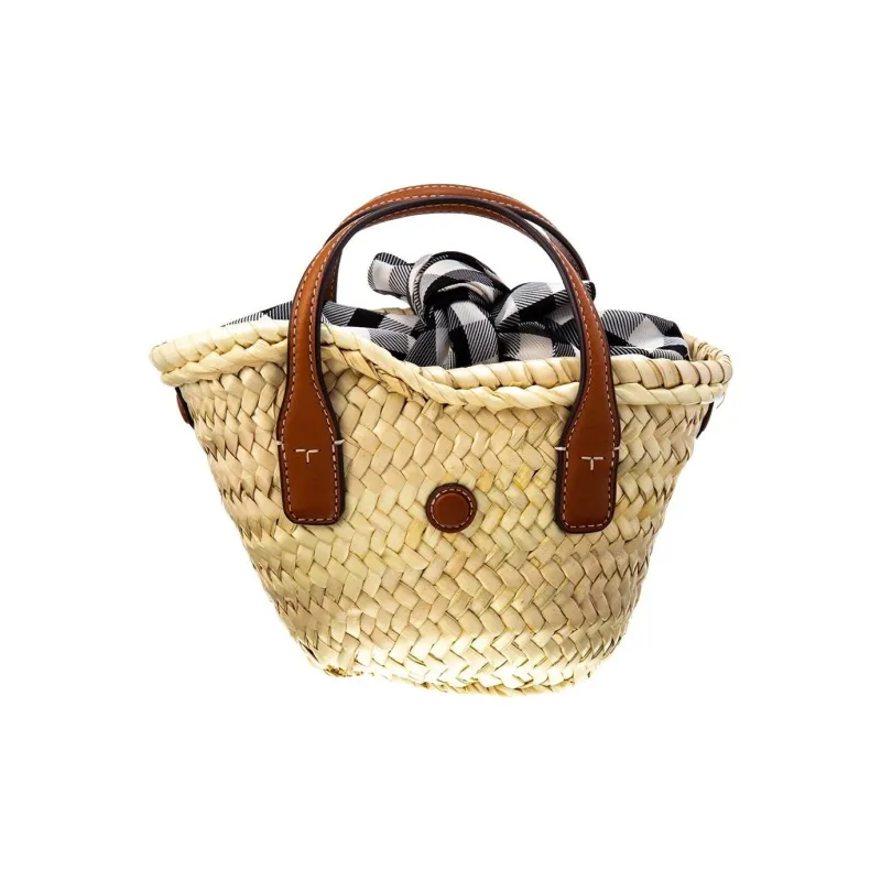 TORY BURCH Ella Straw With Leather Basket Bag Hand Held Shoulder Crossbody Bag Regular Women's Natural/Brown-1