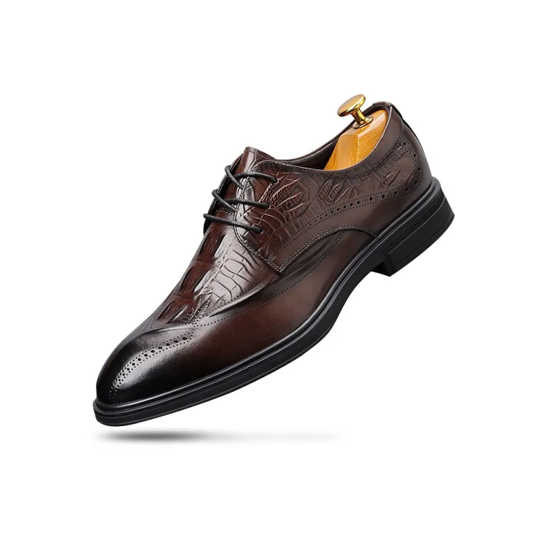 GZZ Dress Shoes Men Low Top Black-5