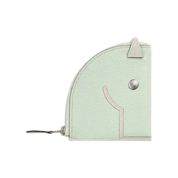 HERMES Paddock Mysore Goat Skin Wallet Women's Green & Beige