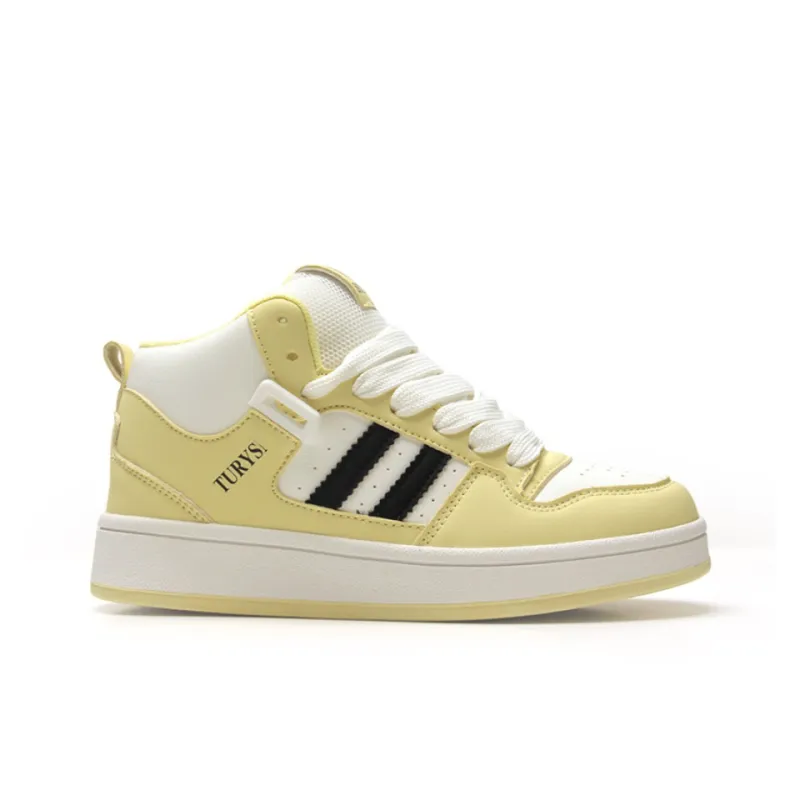 WJA Skateboard Shoes Women's High Top White Light Yellow-2
