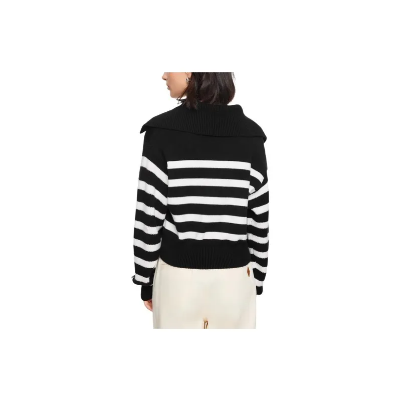 Skechers Yazhuan Series Knitwear Women's Coconut Milk White With Carbon Black Stripes-2