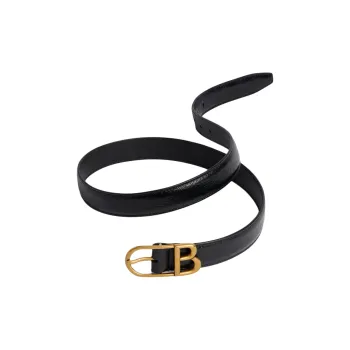 Balenciaga Cow Leather Belts Unisex Black Width 2.5cm