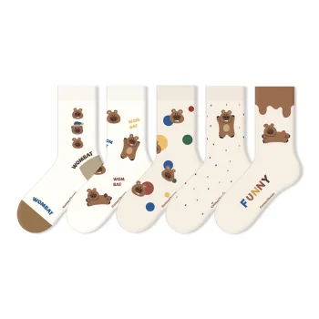 COTTON CHEESE Mid Calf Socks Unisex 5 Pack
