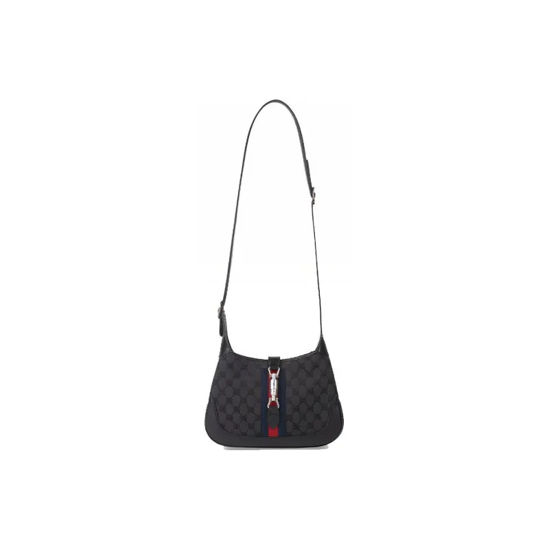 Balenciaga GUCCI Collaboration Leather Shoulder Bag, Crossbody Bag Women's Black-1